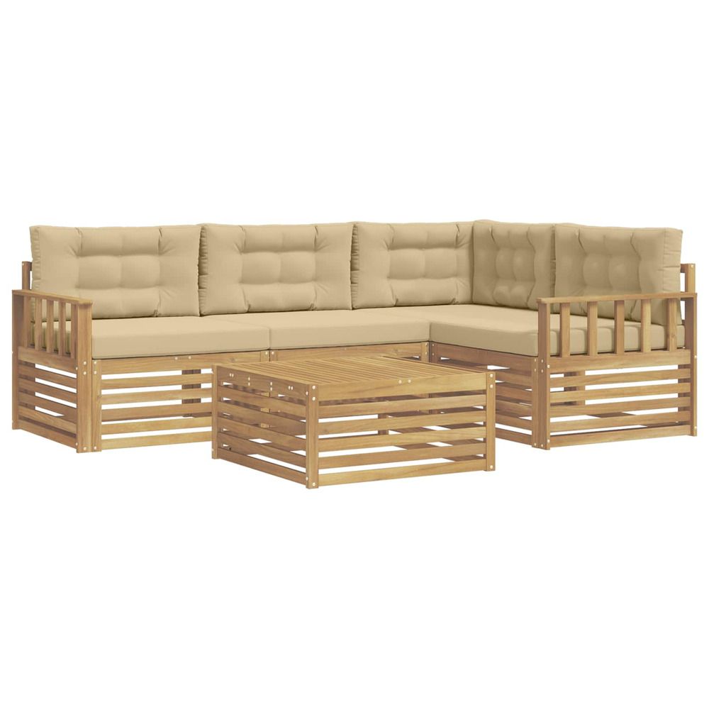 Ensemble de canapés d'extérieur 6 pc blanc et beige polyester