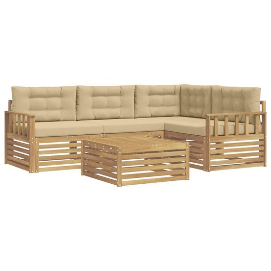 Ensemble de canapés d'extérieur 6 pc blanc et beige polyester