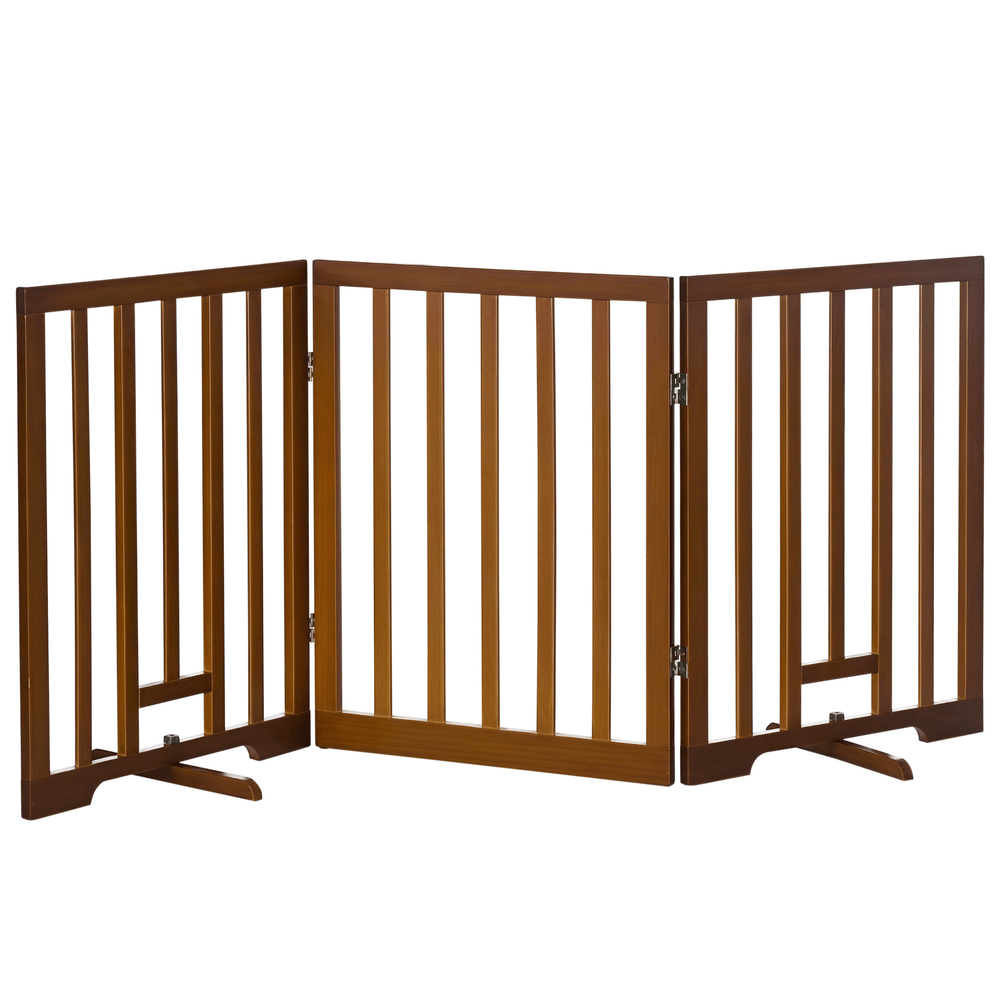 Barrière bois chien 3 panneaux pliables espaces intérieurs 181x76cm marron - comfortxl pet living