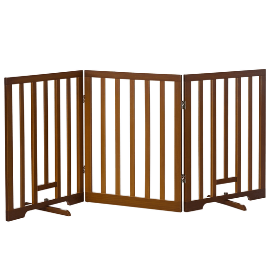 Barrière bois chien 3 panneaux pliables espaces intérieurs 181x76cm marron - comfortxl pet living