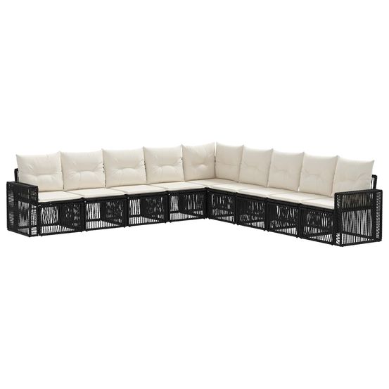 Ensemble de canapé de jardin 9 pc noir et blanc crème polyrotin