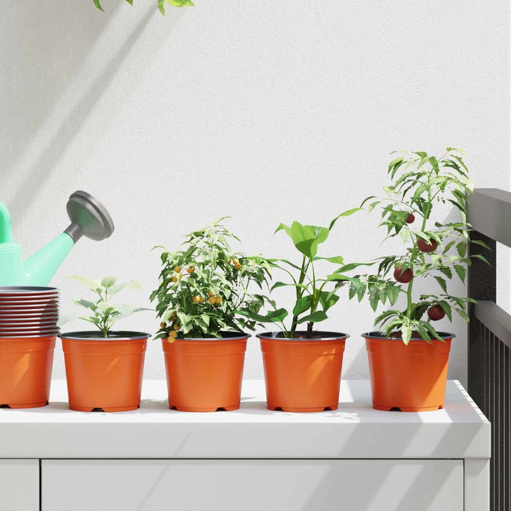 Lot de 100 pots de fleurs plastique pour semis intérieur extérieur drainage 10x8 cm terre cuite