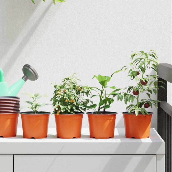 Lot de 100 pots de fleurs plastique pour semis intérieur extérieur drainage 10x8 cm terre cuite