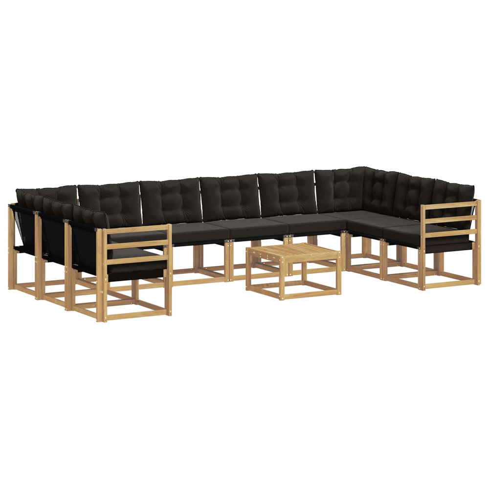 Ensemble de canapés d'extérieur 11 pcs blanc et noir