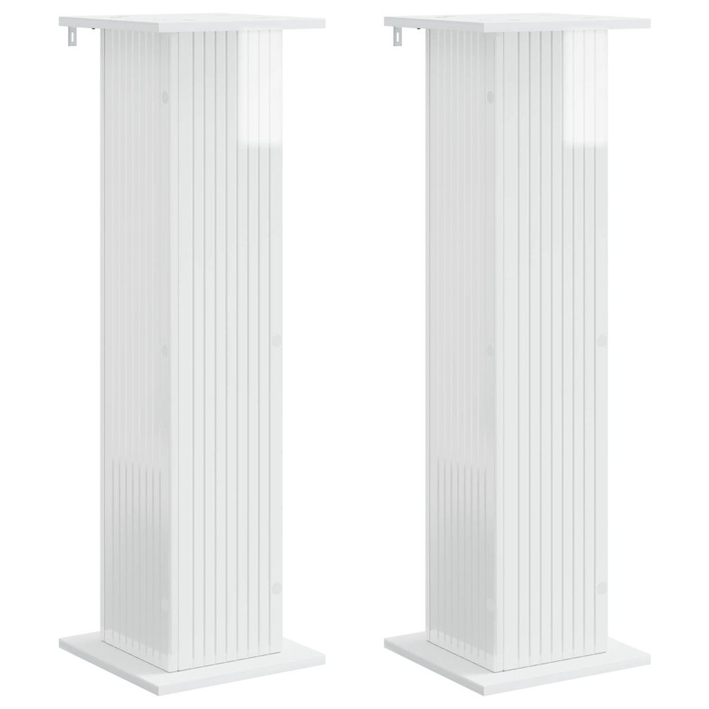 Support de plante 2 pc blanc brillant 30,5 x 30 x 100,5 cm