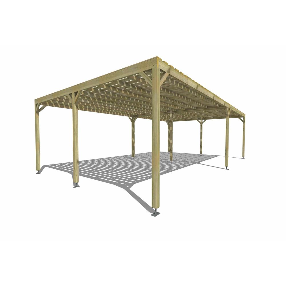 Pergola bois • 9m x 5m • indépendante • sens largeur • platelage bois • livraison comprise