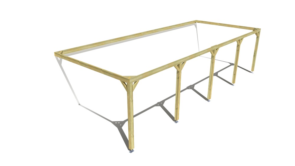 Pergola bois • 10m x 4m • adossée • cadre simple • livraison comprise