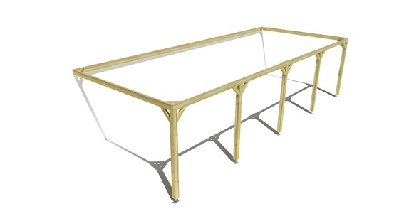 Pergola bois • 10m x 4m • adossée • cadre simple • livraison comprise