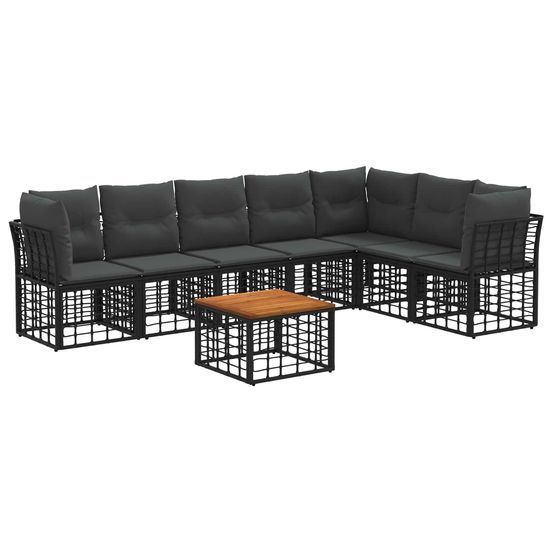 Ensemble de canapés d'extérieur 8 pc noir et gris foncé