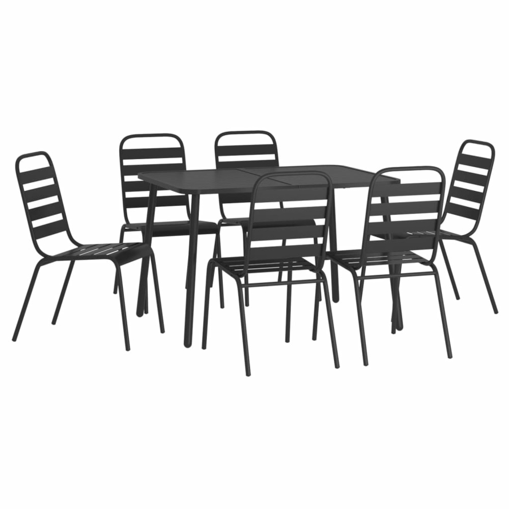 Ensemble de salle à manger de jardin meuble extérieur 7 pièces anthracite acier