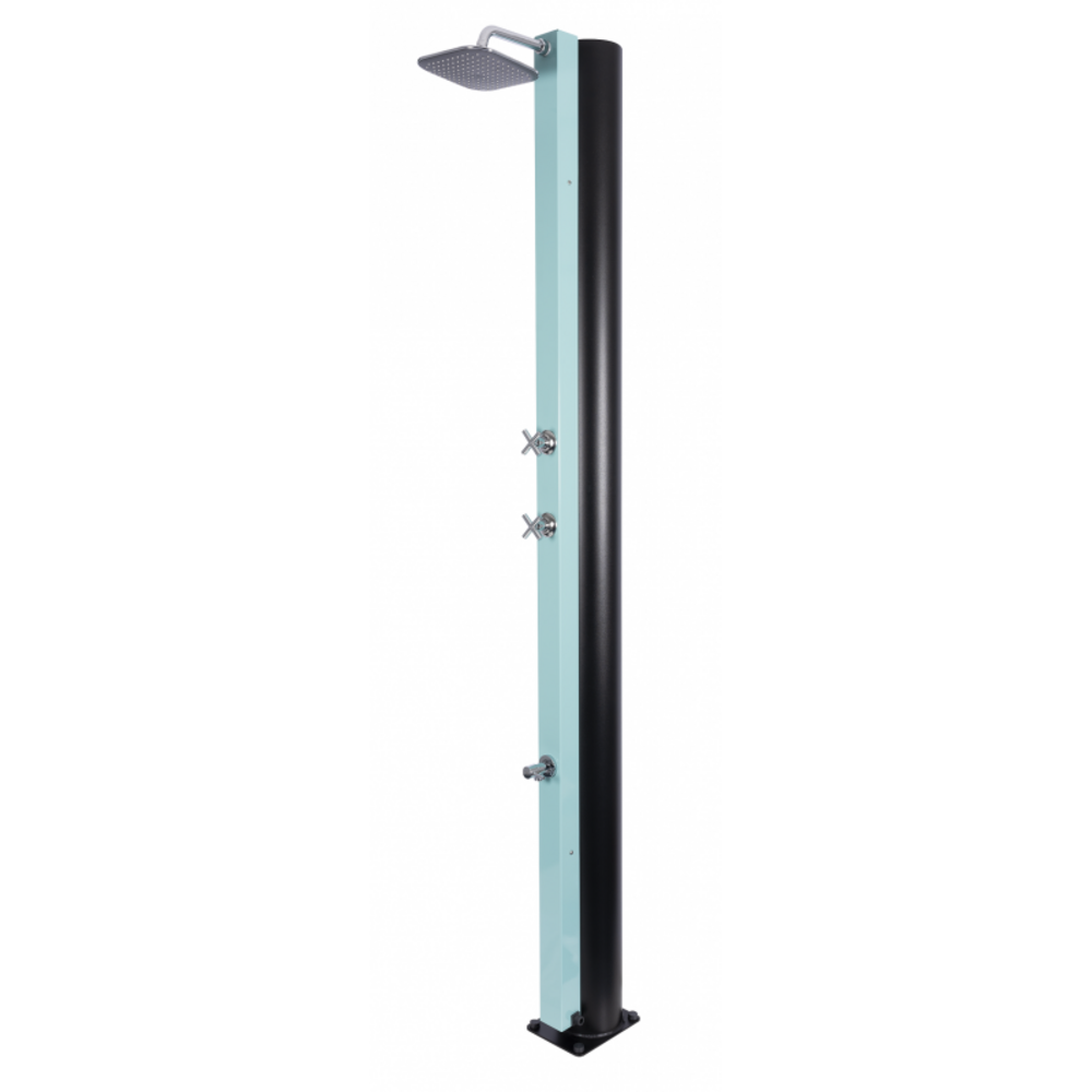 Douche de piscine solaire bleue avec rince pieds 40l
