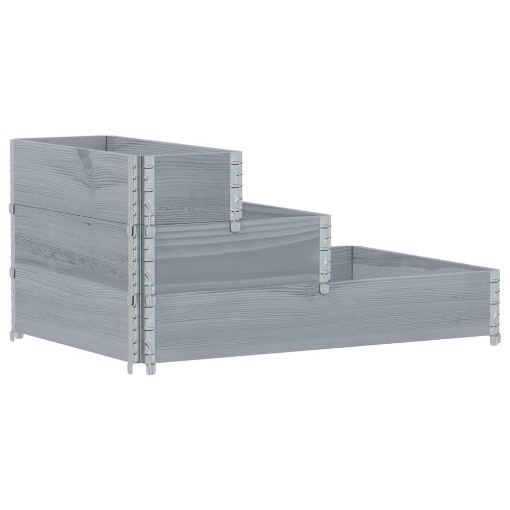 Lit surélevé à 3 niveaux gris 120x80 cm bois de pin massif