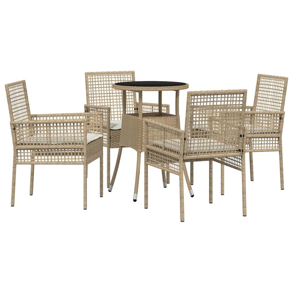 Ensemble de salle à manger pour jardin 5 pcs beige polyrotin