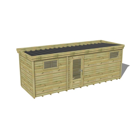 Abri de jardin bois pin traité autoclave 27mm - 6,89x2,14m / 15m2 - bac acier - plancher bois