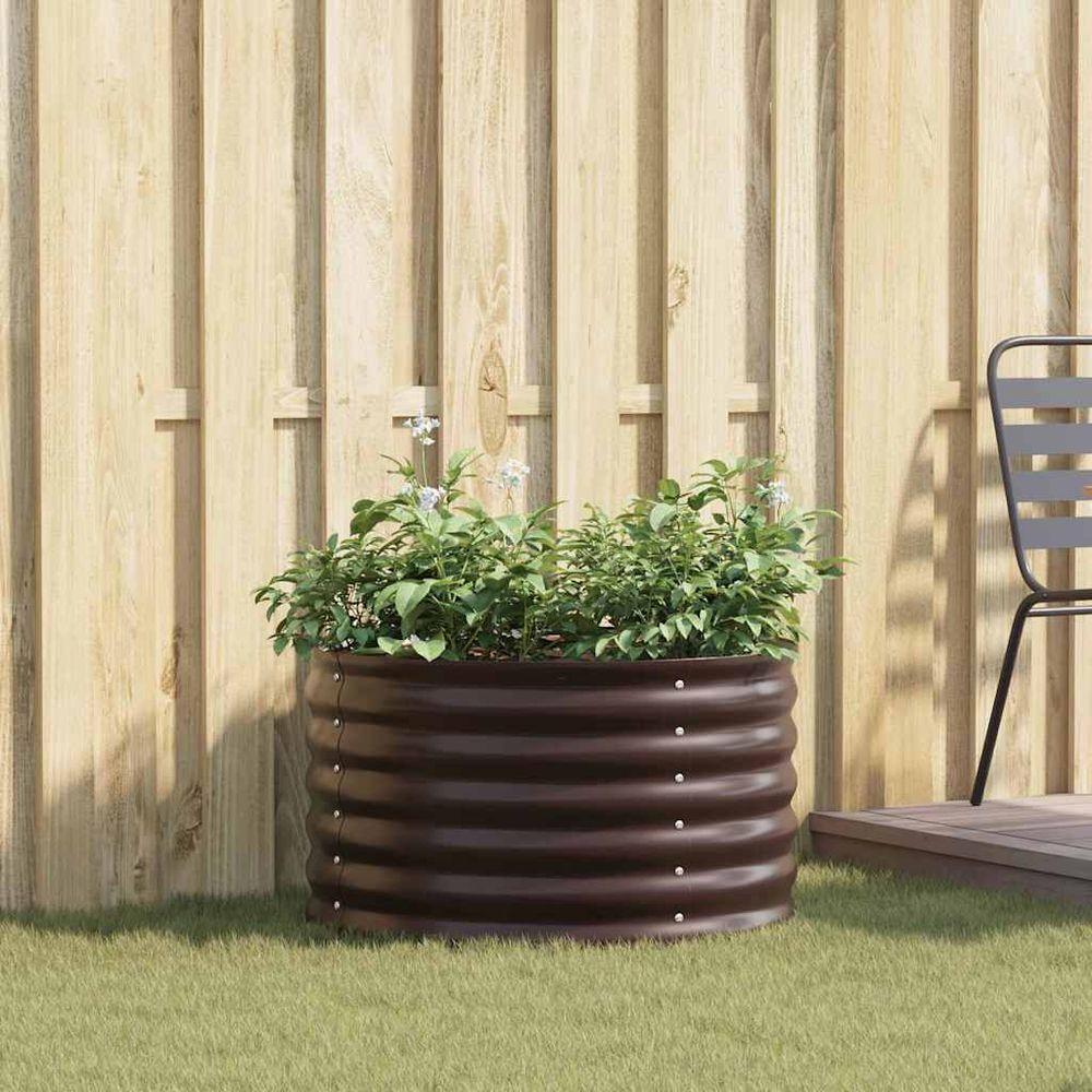Carré potager surélevé en acier pour jardin et terrasse marron 80x80x44 cm