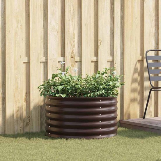 Carré potager surélevé en acier pour jardin et terrasse marron 80x80x44 cm