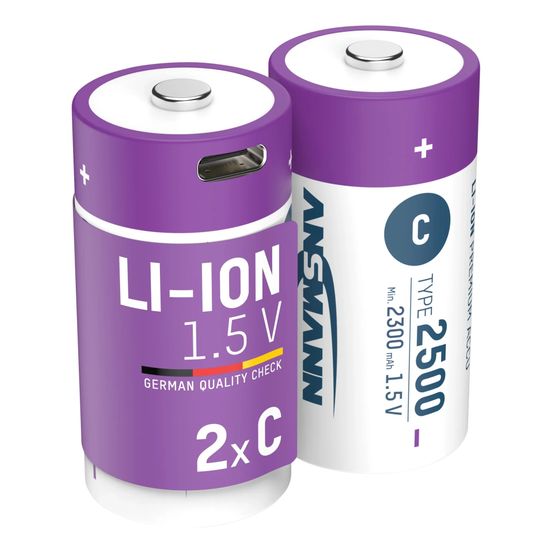 Accus lithium-ion baby (c) usb-c – 2 pièces, arrêt de sécurité