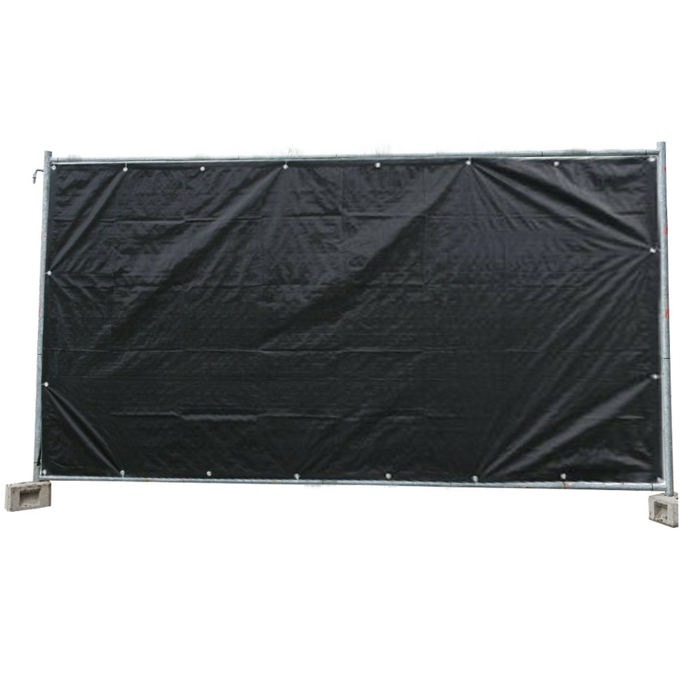 Bâche de clôture de chantier 160g/m² noir pe 1,76m x 3,41m