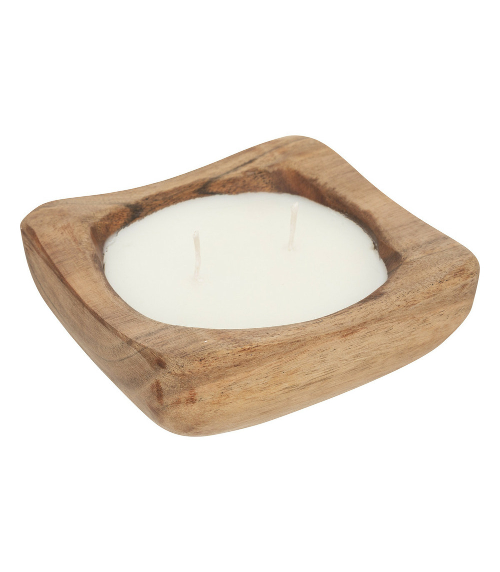 Bougie parfumée douceur de lin 150 g contenant en bois de manguier