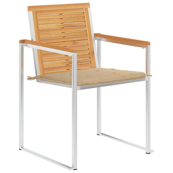 Chaises de jardin lot de 6 avec coussins bois de teck massif