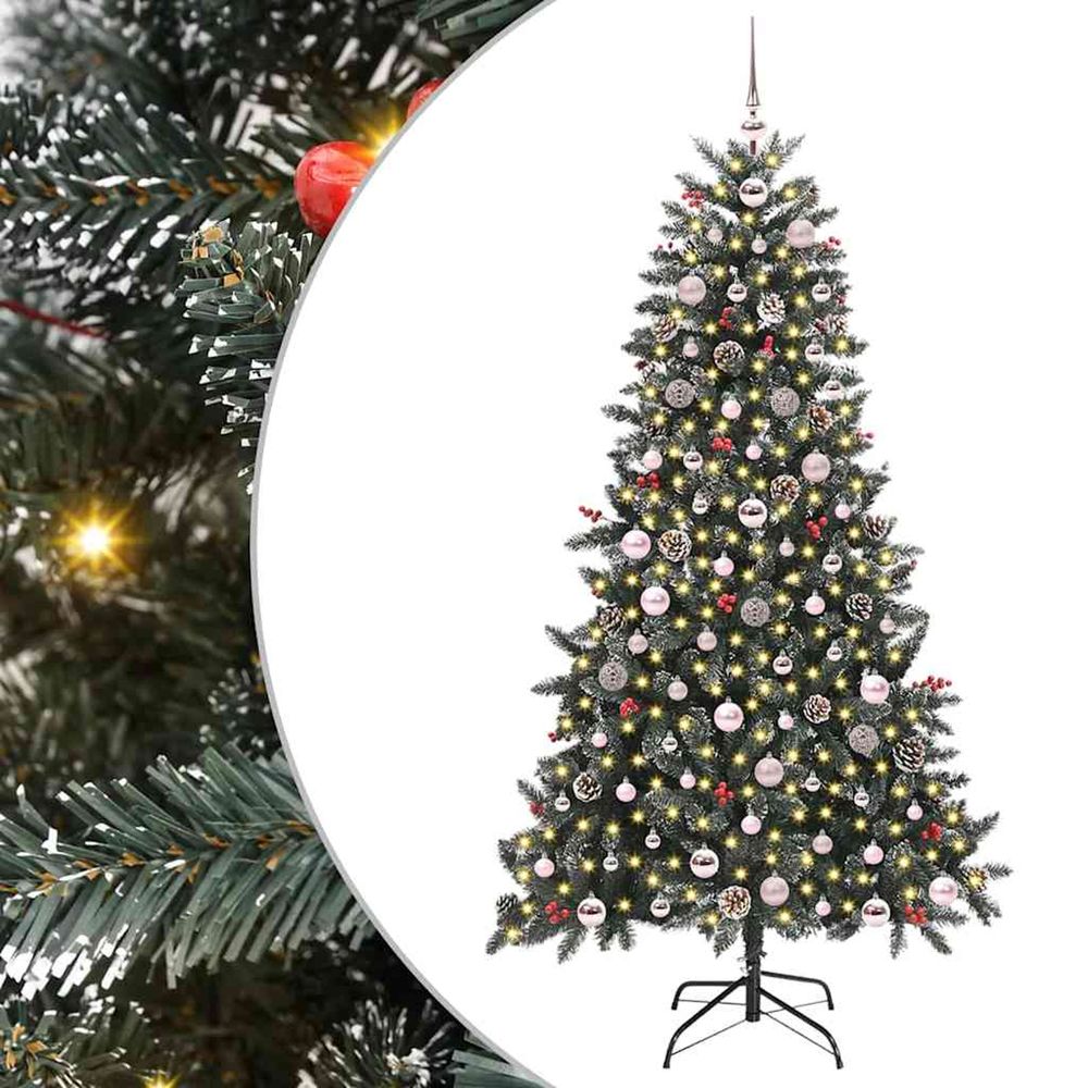 Sapin de noël artificiel vert 180 cm pvc, plastique et acier
