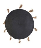 Tapis rond coton pompon gris 90 cm