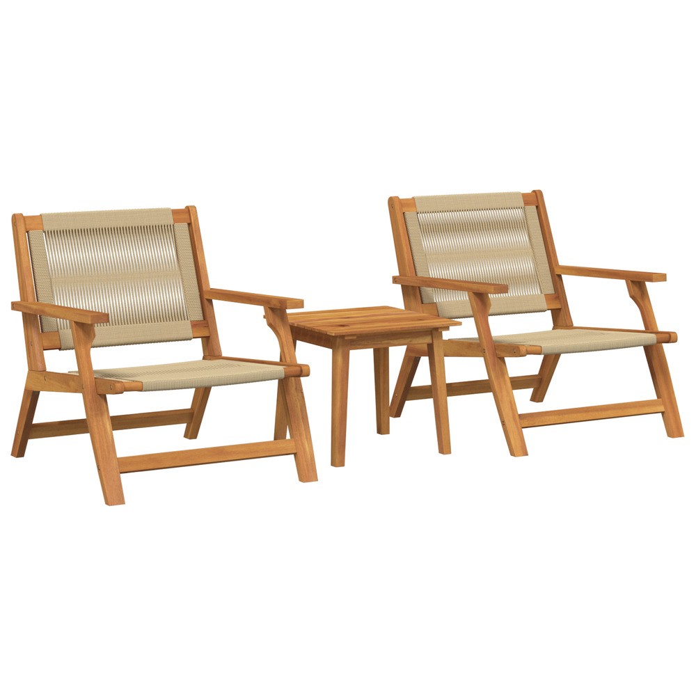 Ensemble de chaises de jardin avec table - 3 pièces en bois d'acacia massif beige