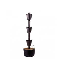 Jardinière verticale citysens noire avec 3 pots; kit digital; bois teck