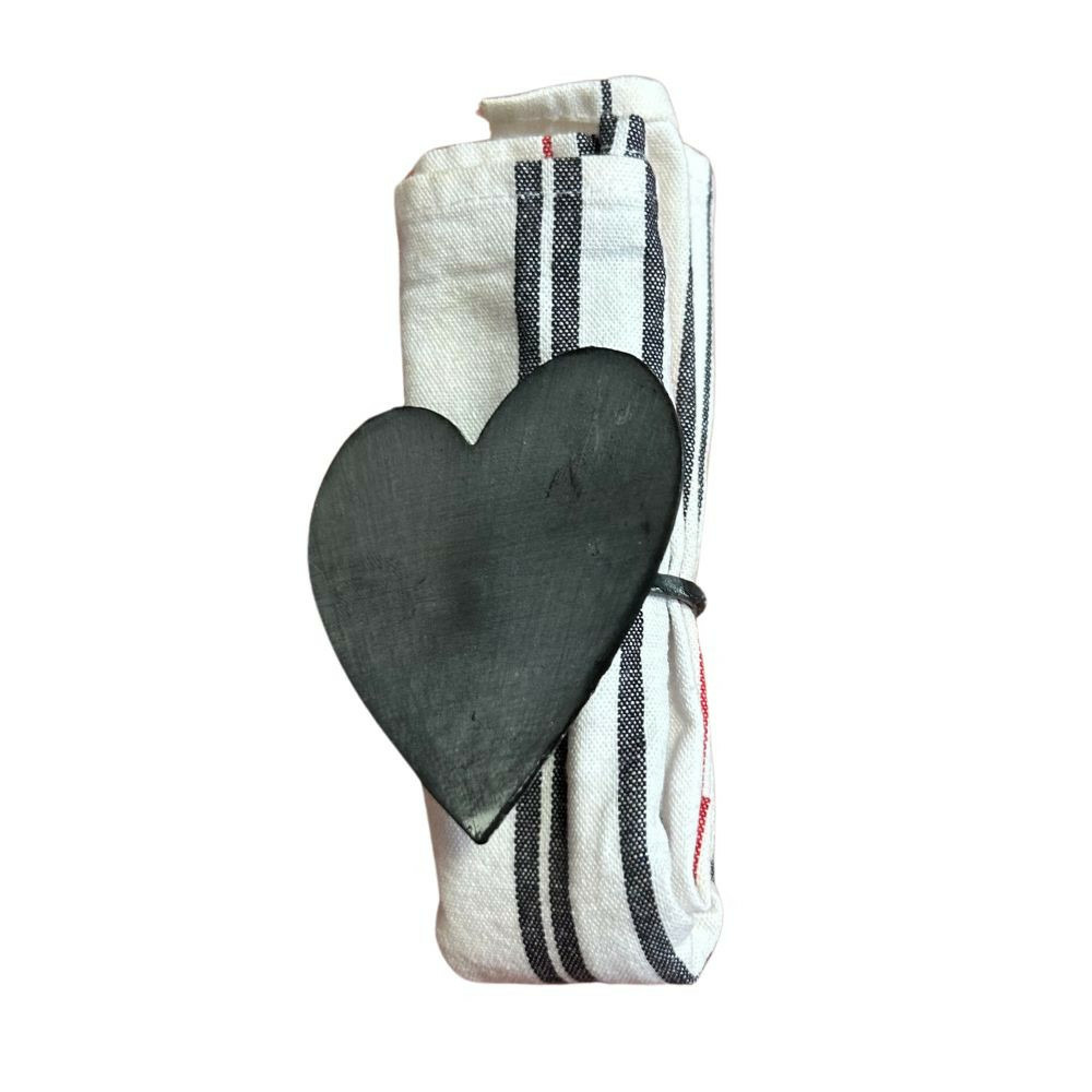 Rond de serviette cœur en métal gris ø7. 5 x 4. 5 x 7 cm