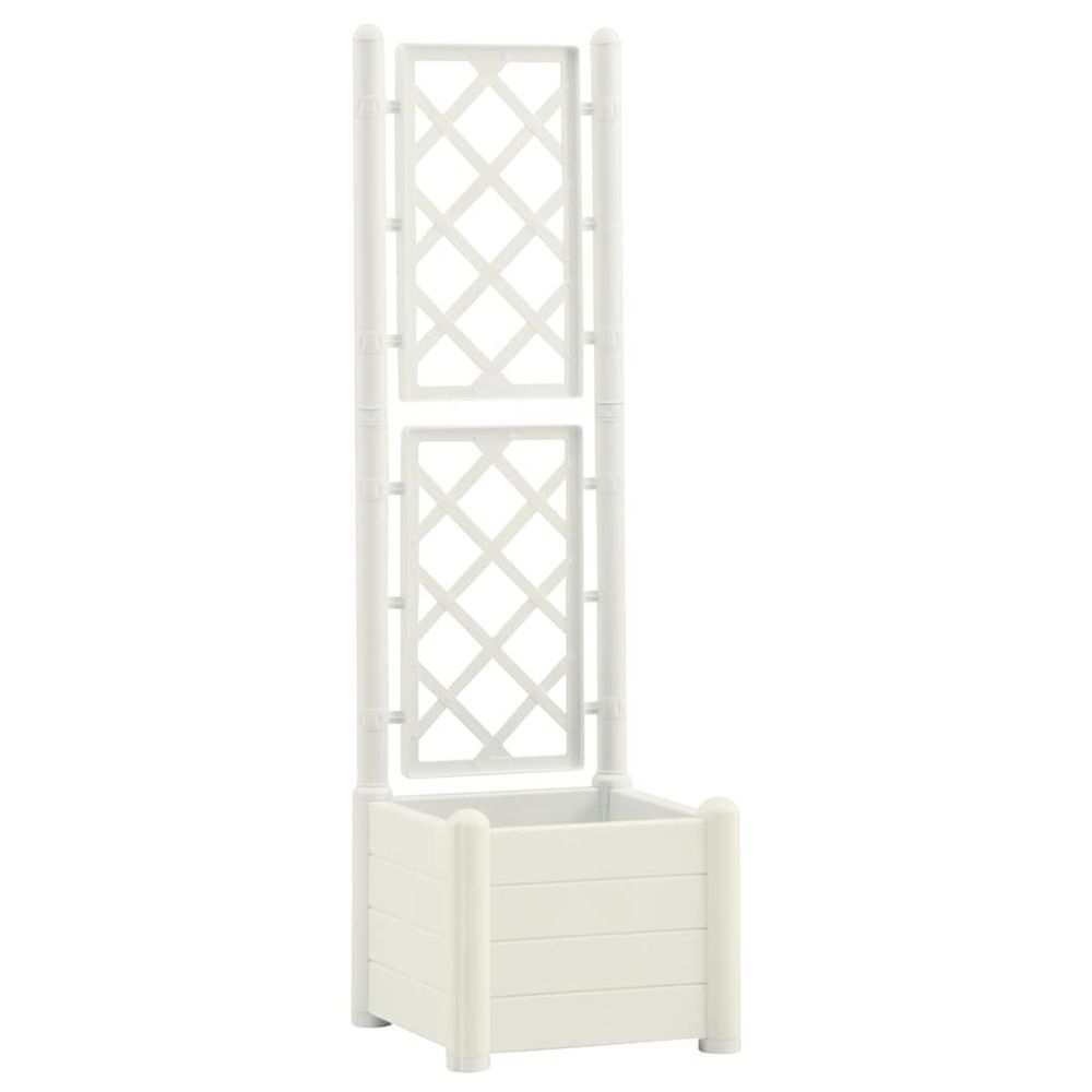Jardinière d'extérieur avec treillis 43x43x142 cm pp blanc