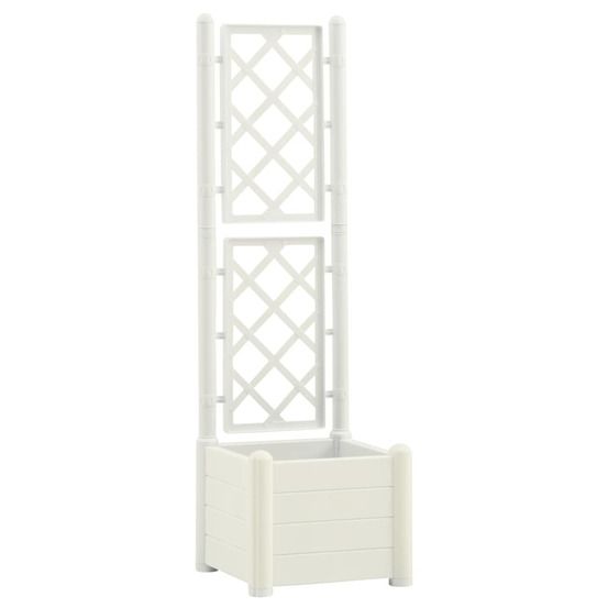 Jardinière d'extérieur avec treillis 43x43x142 cm pp blanc