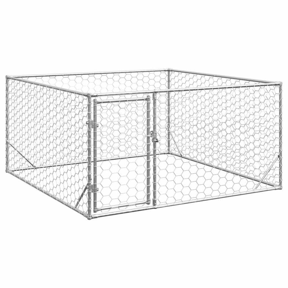 Enclos parc pour chien 2x2x1m en acier galvanisé avec porte verrouillable