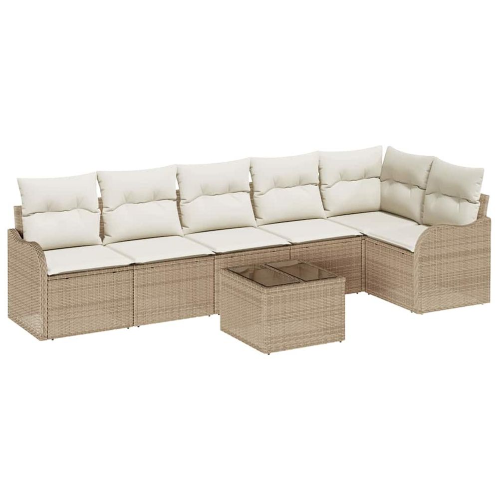 Ensemble de canapé de jardin 7 pc marron polyrotin