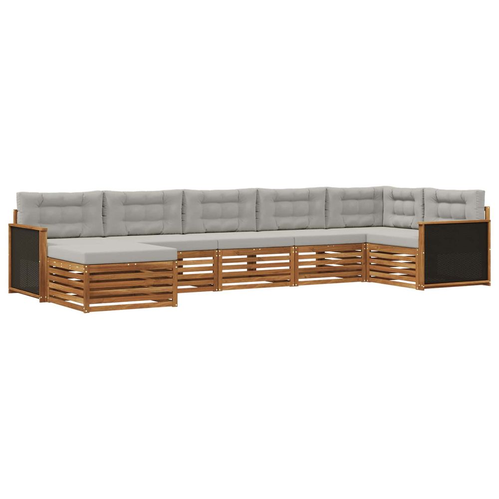 Ensemble de canapés d'extérieur 7 pc naturel et gris clair