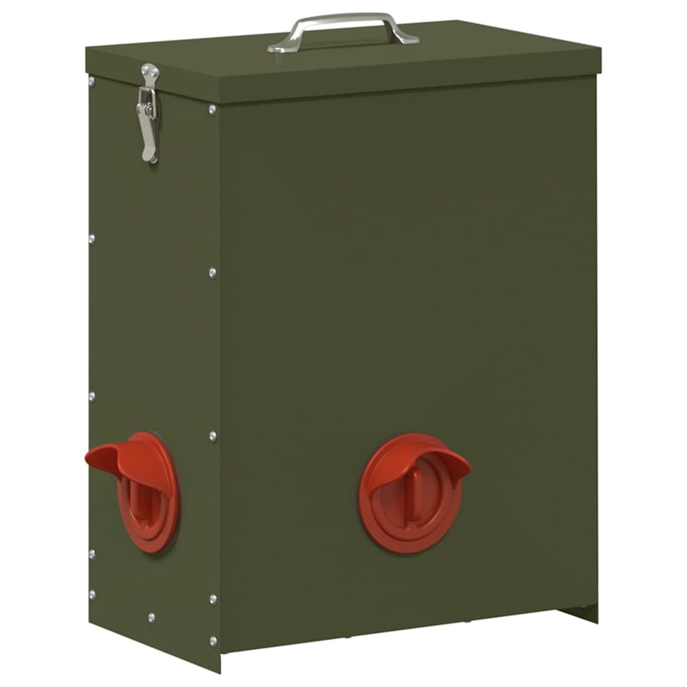 Mangeoire pour poules vert olive 32,5 x 20,5 x 43 cm 25 kg
