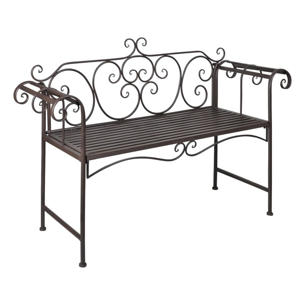 Banc de jardin meuble de patio d'extérieur terrasse 132 x 46 x 85 cm acier antique marron