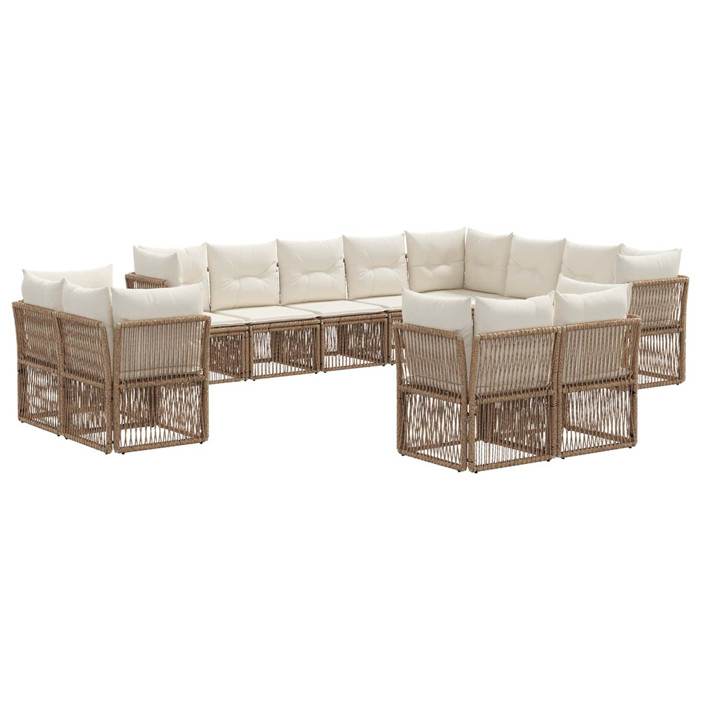 Ensemble de canapé de jardin 12 pcs beige polyrotin