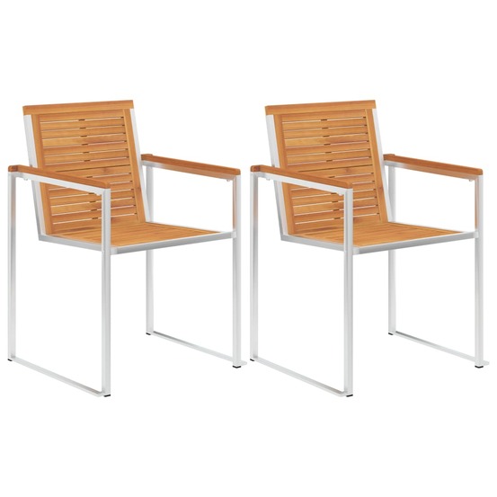 Chaises de jardin avec coussins lot de 2 acacia solide et acier