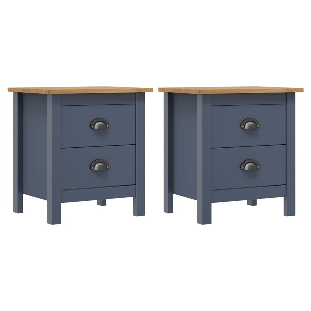 Tables de chevet hill 2 pcs gris 46x35x49,5 cm bois de pin