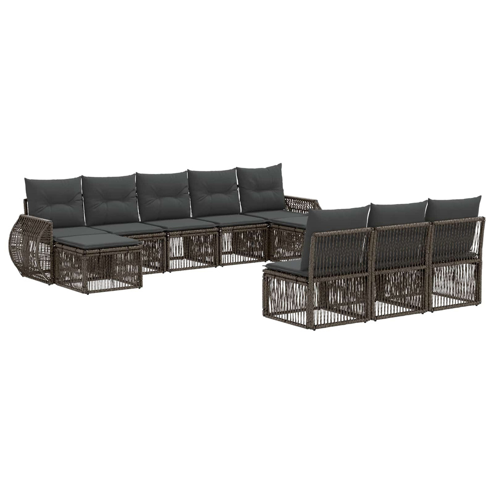 Ensemble de canapé de jardin 10 pcs gris et gris foncé