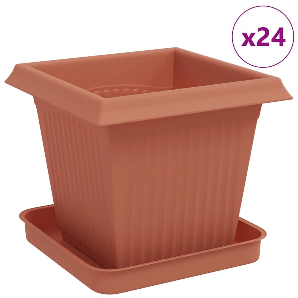 Pots de plantes 24 pc rouge brique plastique