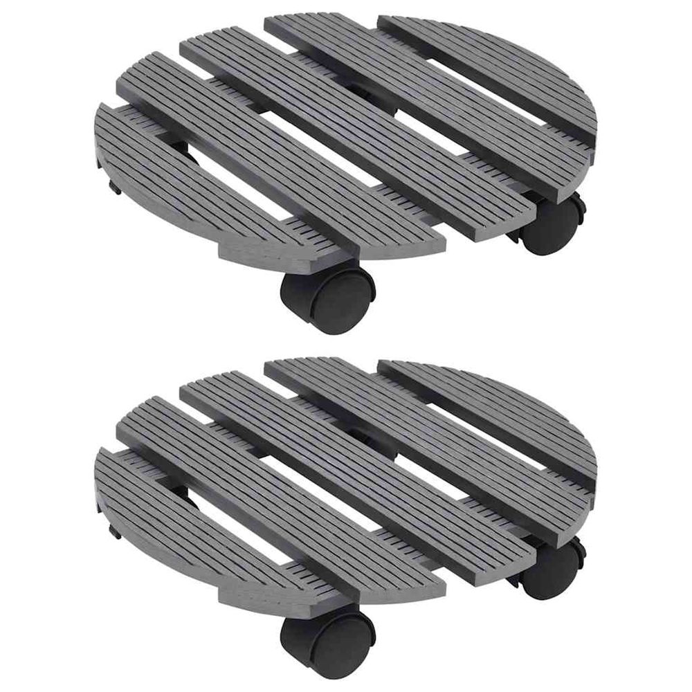 Chariots à plantes 2 pcs gris ø30x7,5 cm wpc