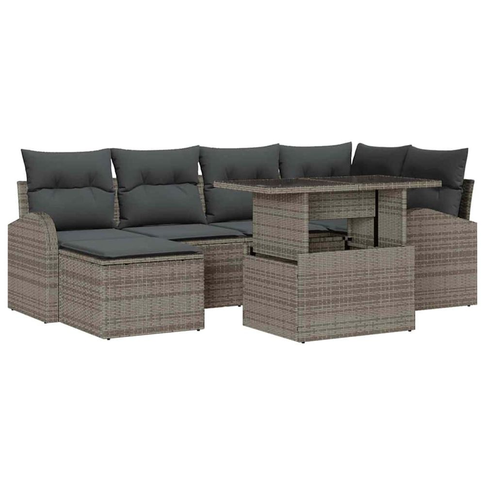 Ensemble de canapé de jardin 7 pc gris poly rotin