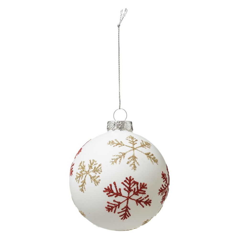 Boule de noël en verre 80 mm flocon 3 assortiment