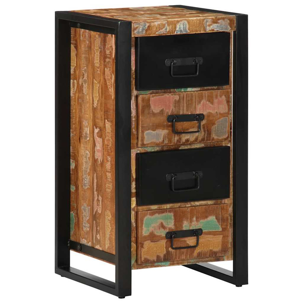 Armoire à tiroir multicolore 40x40x75 cm bois de récupération