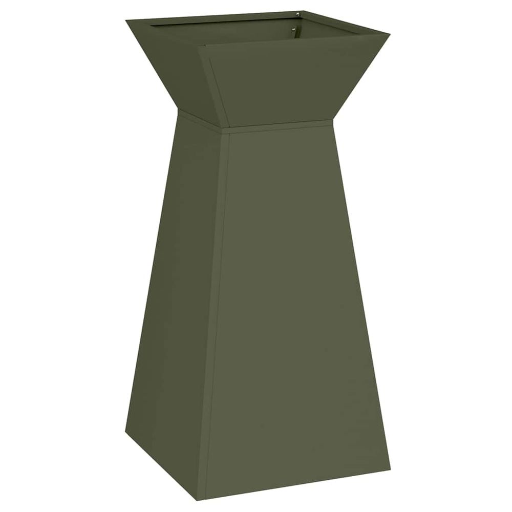 Jardinière à pilier vert olive 35 x 35 x 73 cm