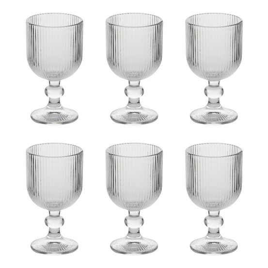 Lot de 6 verres à vin strie
