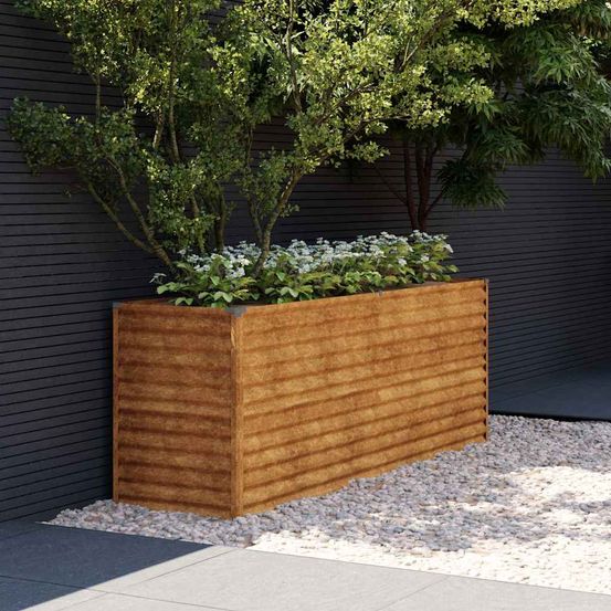 Jardinière surélevée acier corten pour potager jardin rouillé 196x50x69 cm