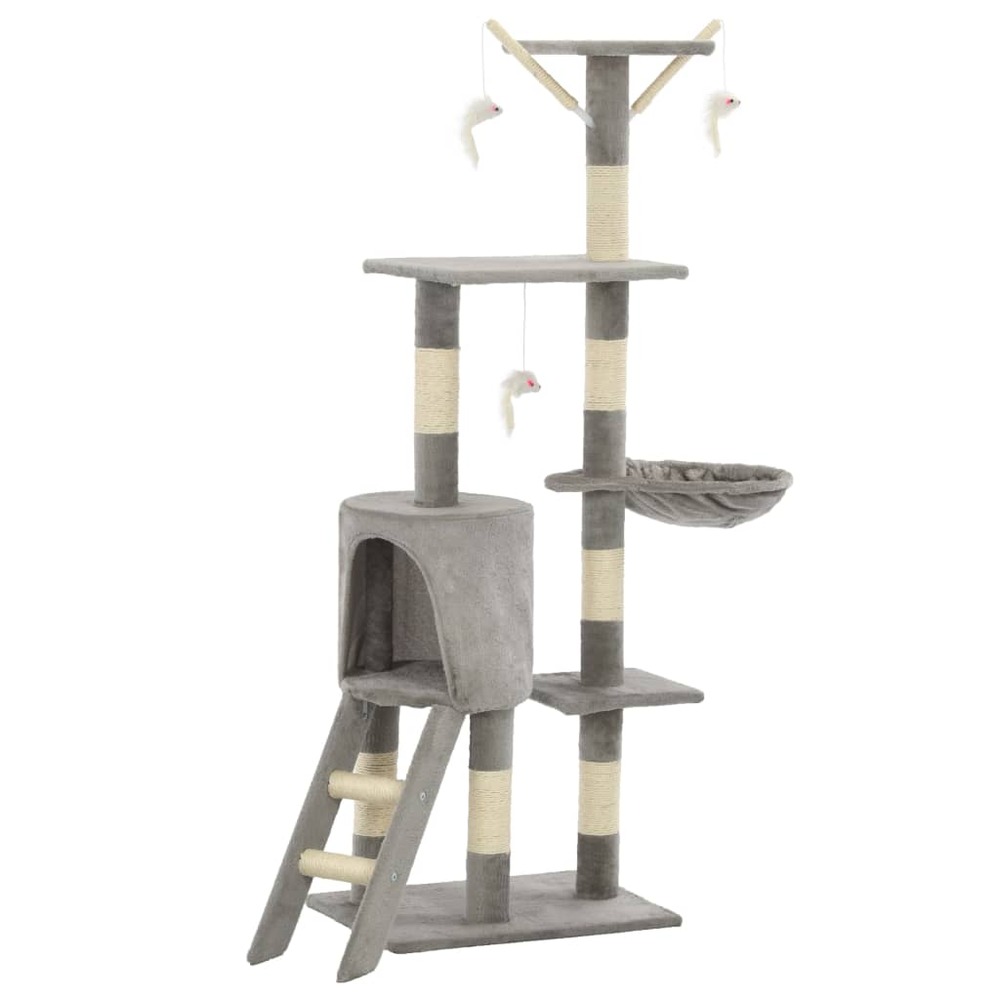 Arbre à chat avec griffoirs en sisal 138 cm gris