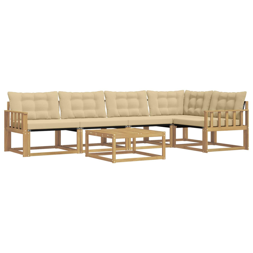 Ensemble de canapés d'extérieur 6 pcs blanc et beige